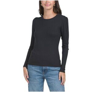 GOLDIE TEE Ribbed Long Sleeve Puff Shoulder Tee